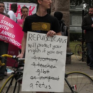 During the Planned Parenthood protest